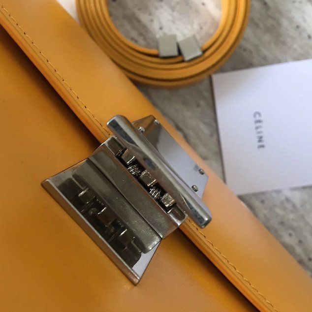 Celine original liege calfskin large classic box bag 11045-1 yellow