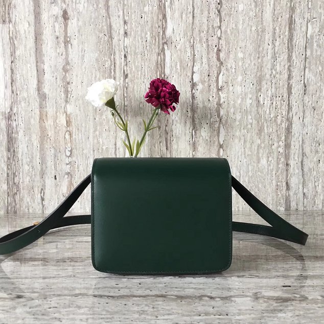 Celine original liege calfskin small classic bag 11041-1 blackish green