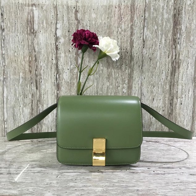 Celine original liege calfskin small classic bag 11041-1 green