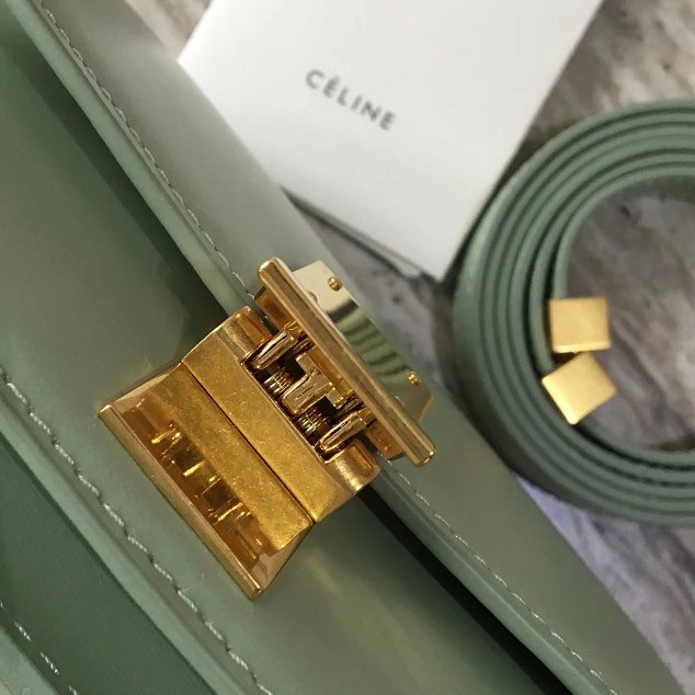 Celine original liege calfskin small classic bag 11041-1 light green