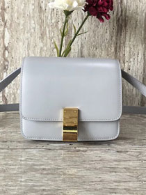 Celine original liege calfskin small classic bag 11041-1 light grey