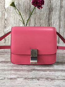 Celine original liege calfskin small classic bag 11041-1 rose red