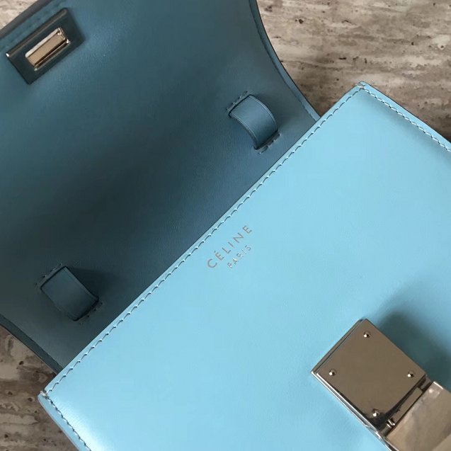 Celine original liege calfskin small classic bag 11041-1 sky blue