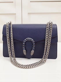 GG original leather dionysus medium shoulder bag 400249 navy blue