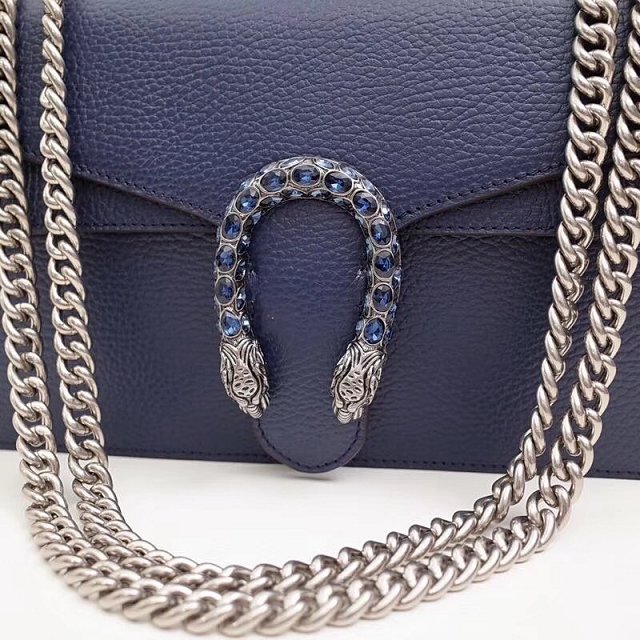 GG original leather dionysus medium shoulder bag 400249 navy blue