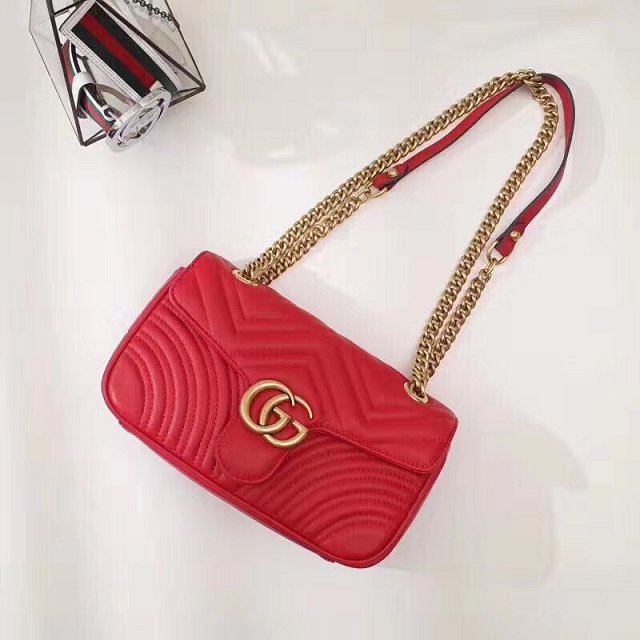 GG original calfskin marmont mini bag 446744 red