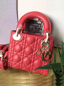 Dior original lambskin mini lady dior bag M0505 red