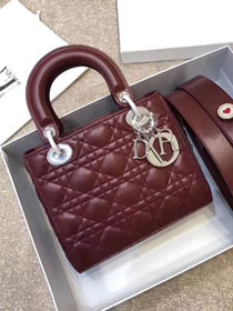 Dior original lambskin small my lady dior bag 44450 bordeaux