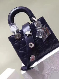 Dior original lambskin small my lady dior bag 44450 navy blue