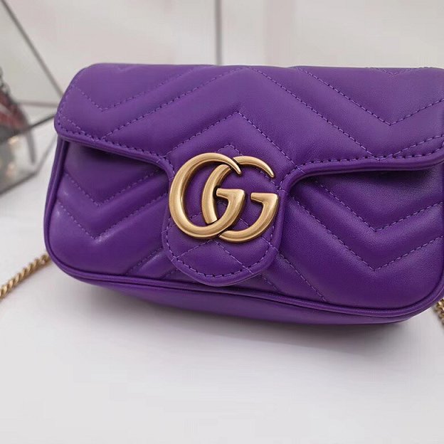 GG original calfskin marmont super mini bag 476433 purple