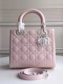 Dior original patent calfskin lady dior bag 44551 pink