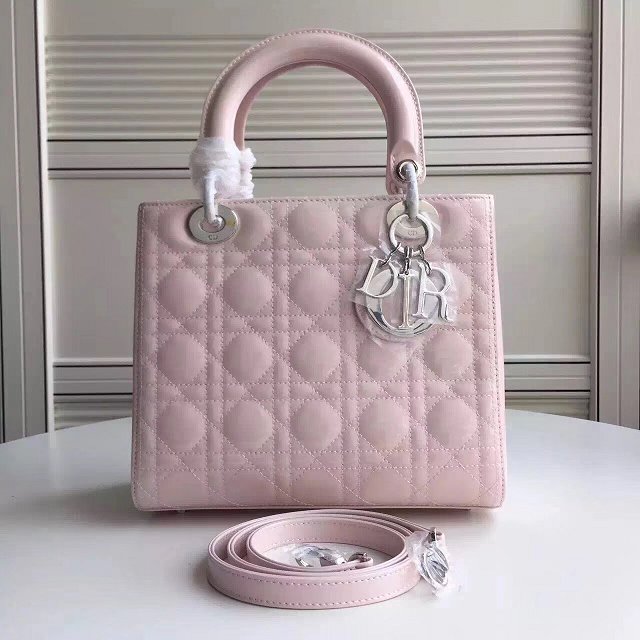 Dior original patent calfskin lady dior bag 44551 pink