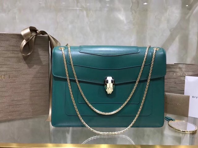 Blvgari original calfskin serpenti forever cover flap bag 283170 green