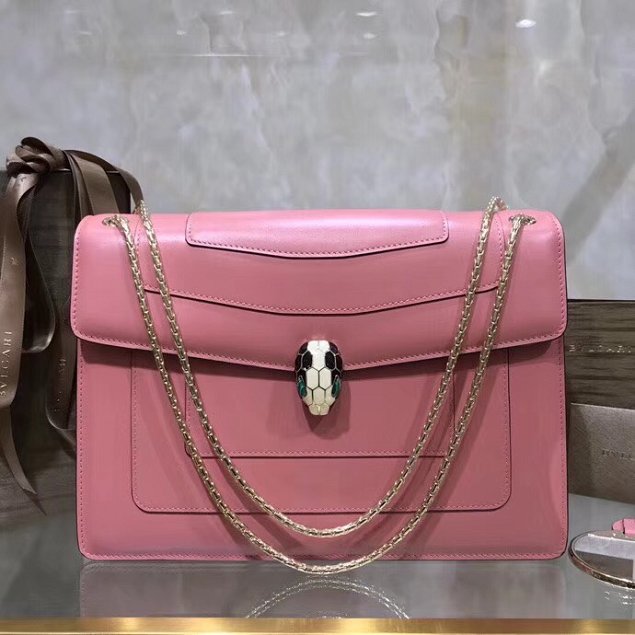 Blvgari original calfskin serpenti forever cover flap bag 283170 pink