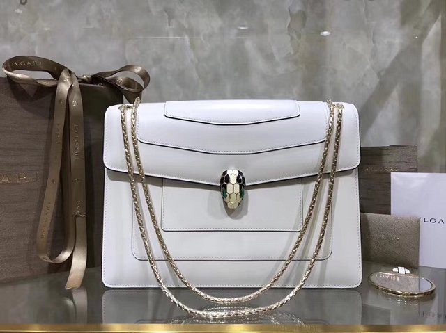 Blvgari original calfskin serpenti forever cover flap bag 283170 white