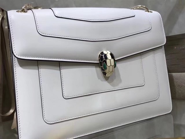 Blvgari original calfskin serpenti forever cover flap bag 283170 white