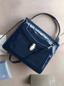 Blvgari original patent calfskin medium serpenti forever flap cover bag 286858 navy blue