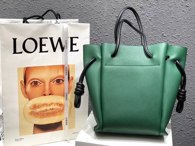 2018 Loewe original calfskin flamenco knot tote bag 061803 green