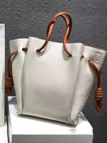 2018 Loewe original calfskin flamenco knot tote bag 061803 white