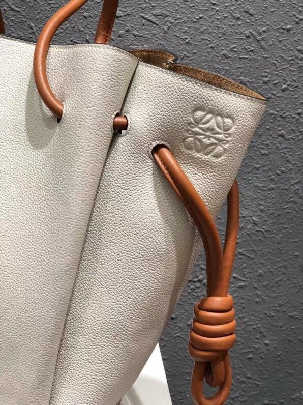 2018 Loewe original calfskin flamenco knot tote bag 061803 white