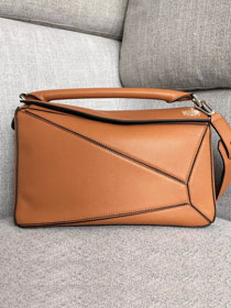 Loewe original calfskin medium puzzle bag A510P49 brown