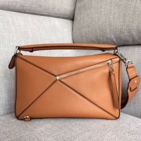 Loewe original calfskin medium puzzle bag A510P49 brown