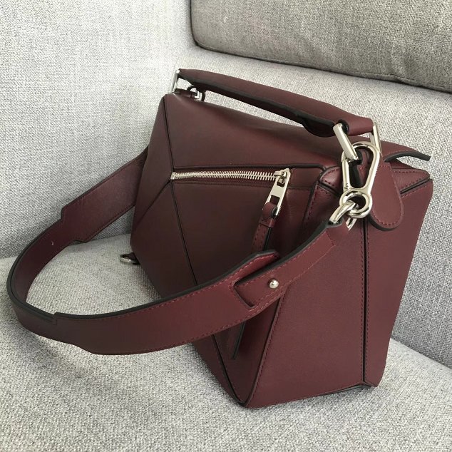 Loewe original calfskin puzzle bag 20155 burgundy