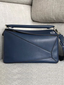 Loewe original calfskin puzzle bag 20155 navy blue