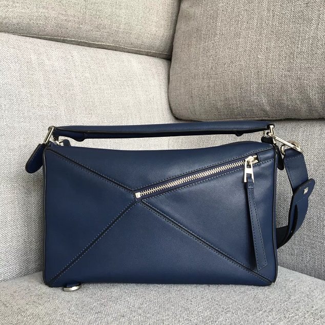 Loewe original calfskin puzzle bag 20155 navy blue