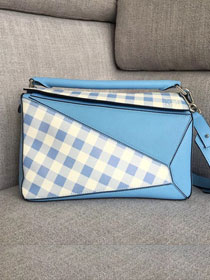 Loewe original gingham calfskin puzzle bag 20155 blue