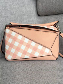 Loewe original gingham calfskin puzzle bag 20155 pink