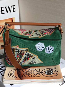 Loewe original suede calfskin puzzle bag 20155 green