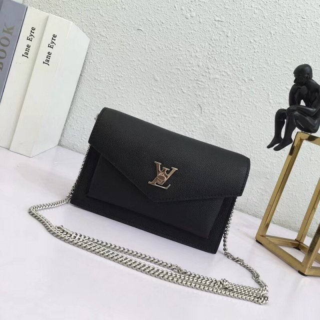 2019 Louis vuitton original calfskin mylockme chain pochette M63471 black