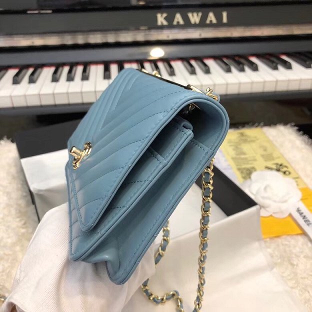 CC original lambskin woc chain bag 80982 lake blue