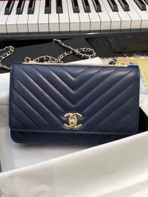 CC original lambskin woc chain bag 80982 navy blue