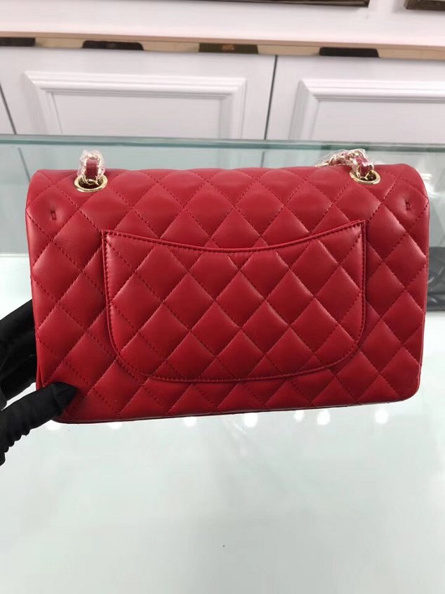 CC original lambskin leather double flap bag A1112 red