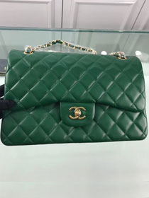 CC original lambskin large double flap bag A58600-2 green