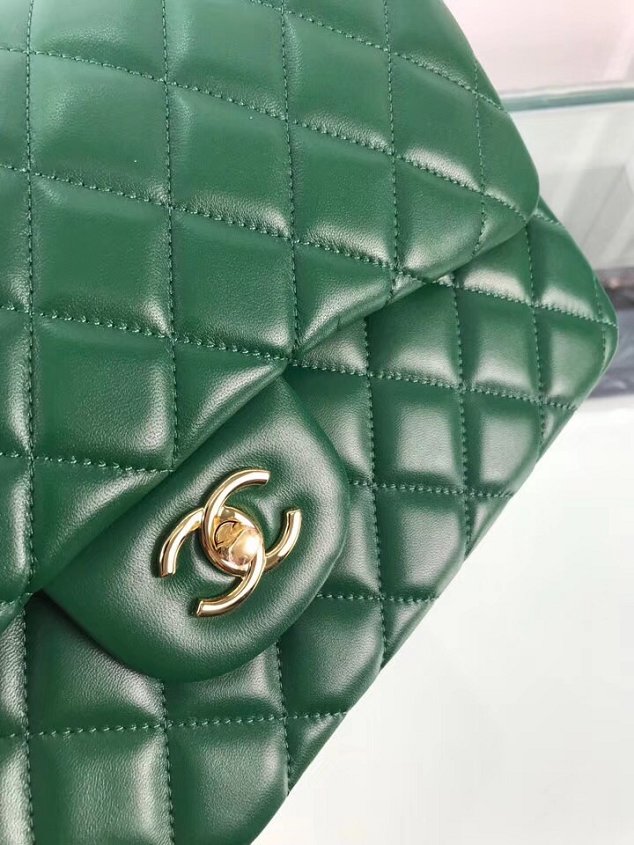 CC original lambskin large double flap bag A58600-2 green