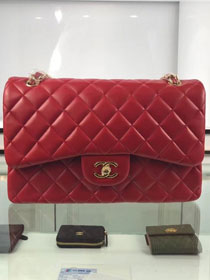 CC original lambskin large double flap bag A58600-2 red