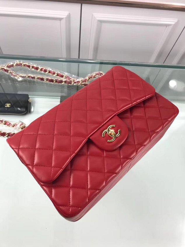 CC original lambskin large double flap bag A58600-2 red