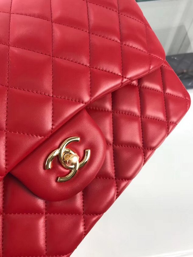 CC original lambskin large double flap bag A58600-2 red