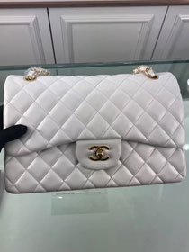 CC original lambskin large double flap bag A58600-2 white