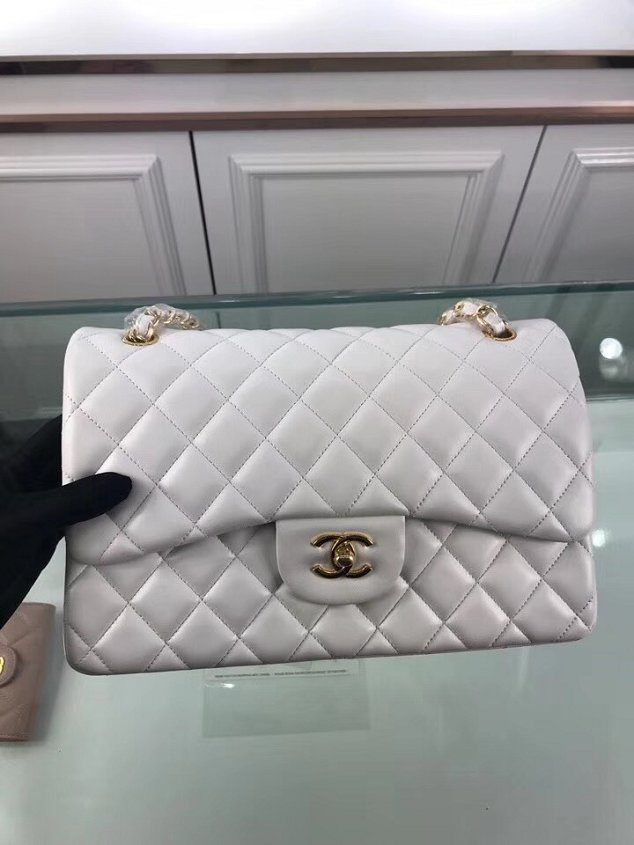 CC original lambskin large double flap bag A58600-2 white