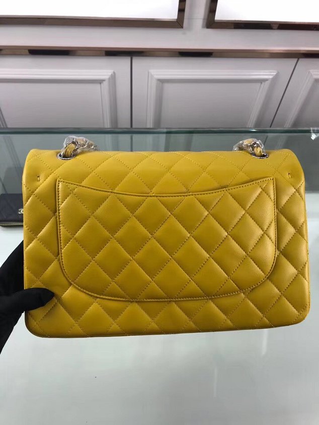 CC original lambskin large double flap bag A58600-2 yellow