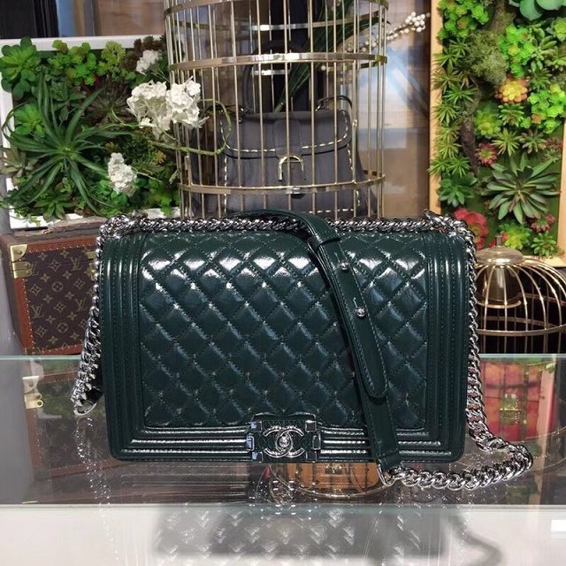 CC original patent leather medium le boy bag 67086 green