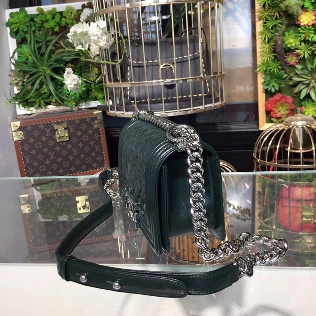 CC original patent leather small le boy bag 67085 green