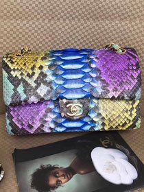 CC original python leather flap bag A01112 blue&purple