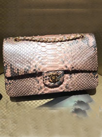 CC original python leather flap bag A01112 pink