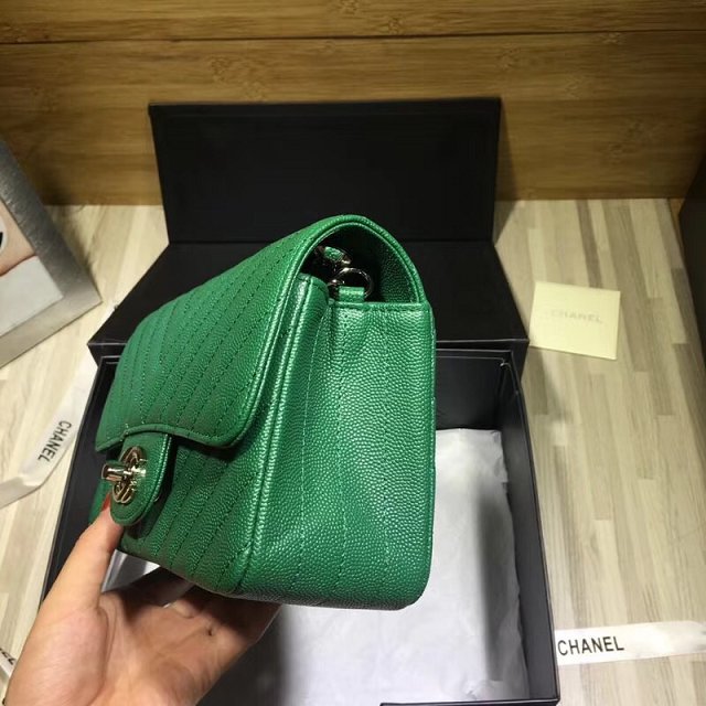 CC original grained calfskin mini flap bag A69900-3 green