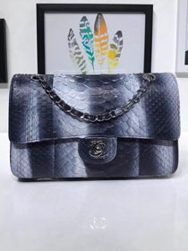 CC original python leather flap bag A01112 black&blue